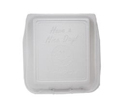 3-Compartment Hinged Foam Container, Low Profile, Medium, 8 x 8 in, Polybagged