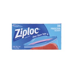 S C Johnson, Ziploc®, 31600095, Freezer Bag, 7 x 7-7/16 in, 1 gal, 38 Carton per Case