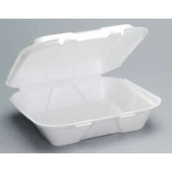  Foam Hinged Dinner Container PS, 9.25 x 9.25 x 3in, SN200VW-H-01