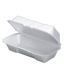 Hinged Carry-Out Container, White, Foamed Polystyrene, Easy Front Tab Closure, 8-1/2 x 4-3/4 x 3-1/8in, 21600