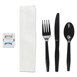 Bunzl, 35110043, Knife/Fork/Spoon/Napkin, Plastic, Black, 250 Case