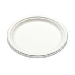 Bunzl, Bridge-Gate®, WHBRG-09, Molded Fiber Plate, Round, Sugarcane/Bagasse, 9 in, White