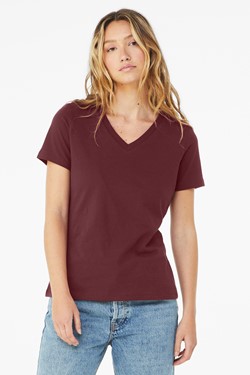 BELLA-CANVAS Women's Relaxed Jersey Short Sleeve V-Neck Tee. BC6405