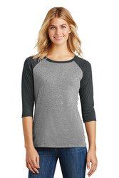 District Women's Perfect Tri Three-quarter -Sleeve Raglan. DM136L