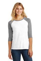 District Women's Perfect Tri Three-quarter -Sleeve Raglan. DM136L