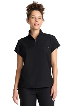 Healing Hands Women's Partial Zip Stand Collar Top - HH752