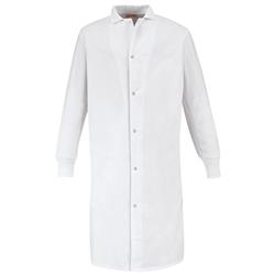 Gripper-Front Spun Polyester Pocketless Butcher Coat with Knit Cuffs - KS60