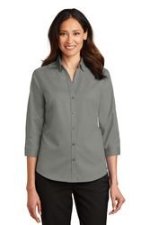 Port Authority Ladies Three-quarter -Sleeve SuperPro Twill Shirt. L665