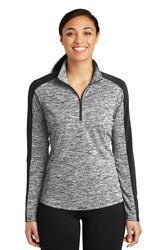 Sport-Tek  Ladies PosiCharge  Electric Heather Colorblock 1/4-Zip Pullover. LST397