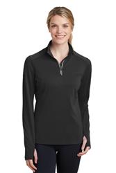 Sport-Tek Ladies Sport-Wick Textured Quarter-Zip Pullover.  LST860