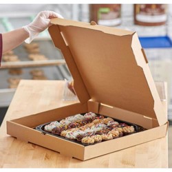 Pizza Box, 16 in, B-Flute, 2 in Deep, Kraft/Kraft, Plain