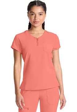 Med Couture AMP Quarter Zip V-Neck Tuckable Top - MC705