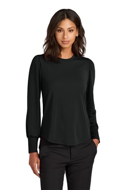 Mercer and Mettle Women's Stretch Jersey Long Sleeve Blouson Top MM1019