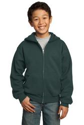 Port and Company - Youth Full-Zip Hooded Sweatshirt. PC90YZH