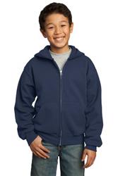 Port and Company - Youth Full-Zip Hooded Sweatshirt. PC90YZH