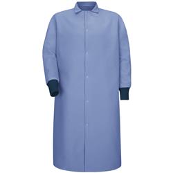 Gripper-Front Spun Polyester Pocketless Butcher Coat with Knit Cuffs KS60LB