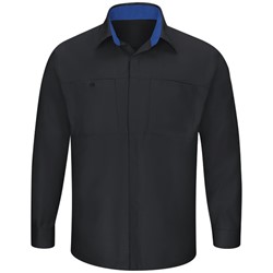 Men's Long Sleeve Performance Plus Shop Shirt with OilBlok Technology - Black-Royal Blue Mesh - SY32BR