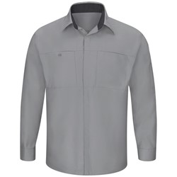 Men's Long Sleeve Performance Plus Shop Shirt with OilBlok Technology - Light Grey-Charcoal Mesh - SY32GC