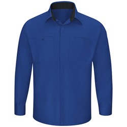 Men's Long Sleeve Performance Plus Shop Shirt with OilBlok Technology - Royal Blue-Black Mesh - SY32RB