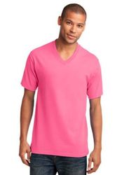 PINK Promo - Port and Company 5.4-oz 100% Cotton V-Neck T-Shirt. PC54V