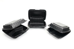 Delta Industries, 993PP1B, Hinged Container with Lid, 9 in, Black, Mineral-Filled Polypropylene, 9 x 9 x 3 in