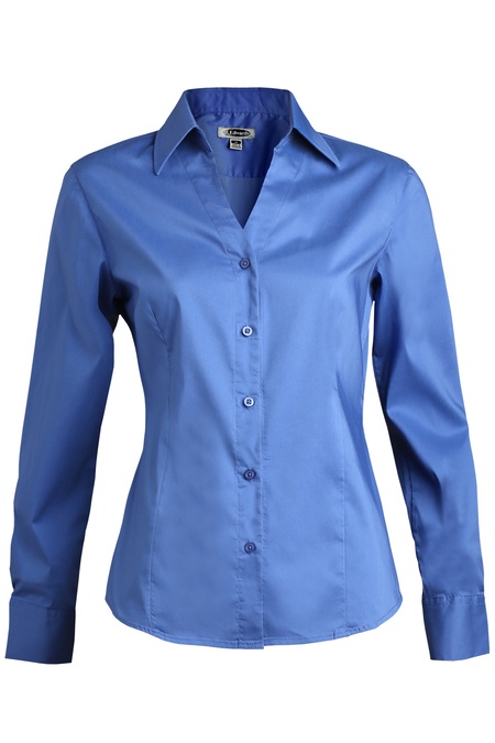 Ladies' Tailored V-Neck Stretch Blouse-Long Sleeve 5034