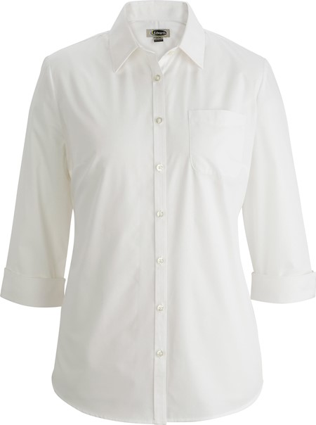 Ladies Essential Broadcloth Shirt Three Quarter Sleeve 5355