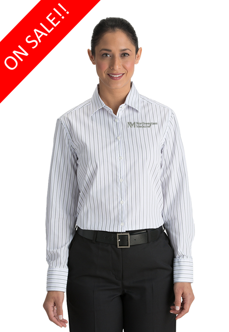 Women's Double Stripe Poplin Blouse-FINAL SALE-Was $37.49 now $28.00