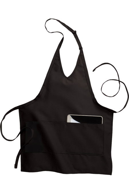 V-Neck Bib Apron With Pockets 9009