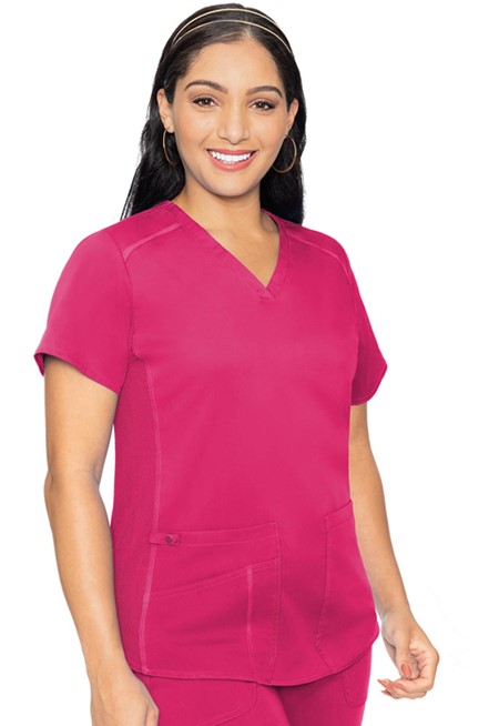 Med Couture Touch V-Neck Shirttail Top - MC7459