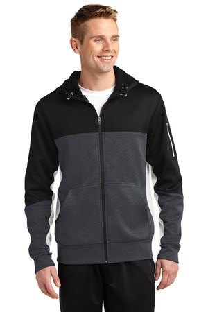 Sport-Tek  Tech Fleece Colorblock Full-Zip Hooded Jacket. ST245