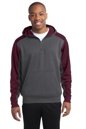 Sport-Tek Tech Fleece Colorblock Quarter-Zip Hooded Sweatshirt. ST249