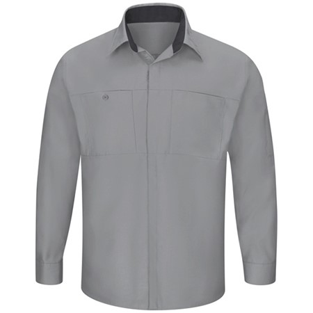 Men's Long Sleeve Performance Plus Shop Shirt with OilBlok Technology - Light Grey-Charcoal Mesh - SY32GC