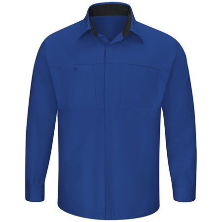 Men's Long Sleeve Performance Plus Shop Shirt with OilBlok Technology - Royal Blue-Black Mesh - SY32RB