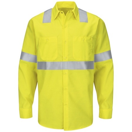 SY14HV - LS HIGH VIS WORKSHIRT WITH REFLECTIVE TRIM