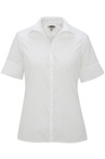 Women's Open Neck Poplin Short Sleeve Blouse 5245