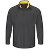 Men's Long Sleeve Performance Plus Shop Shirt with OilBlok Technology - Charcoal-Yellow Mesh - SY32CY