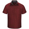 Men's Short Sleeve Performance Plus Shop Shirt with OilBlok Technology - Fireball Red-Charcoal Mesh - SY42FC
