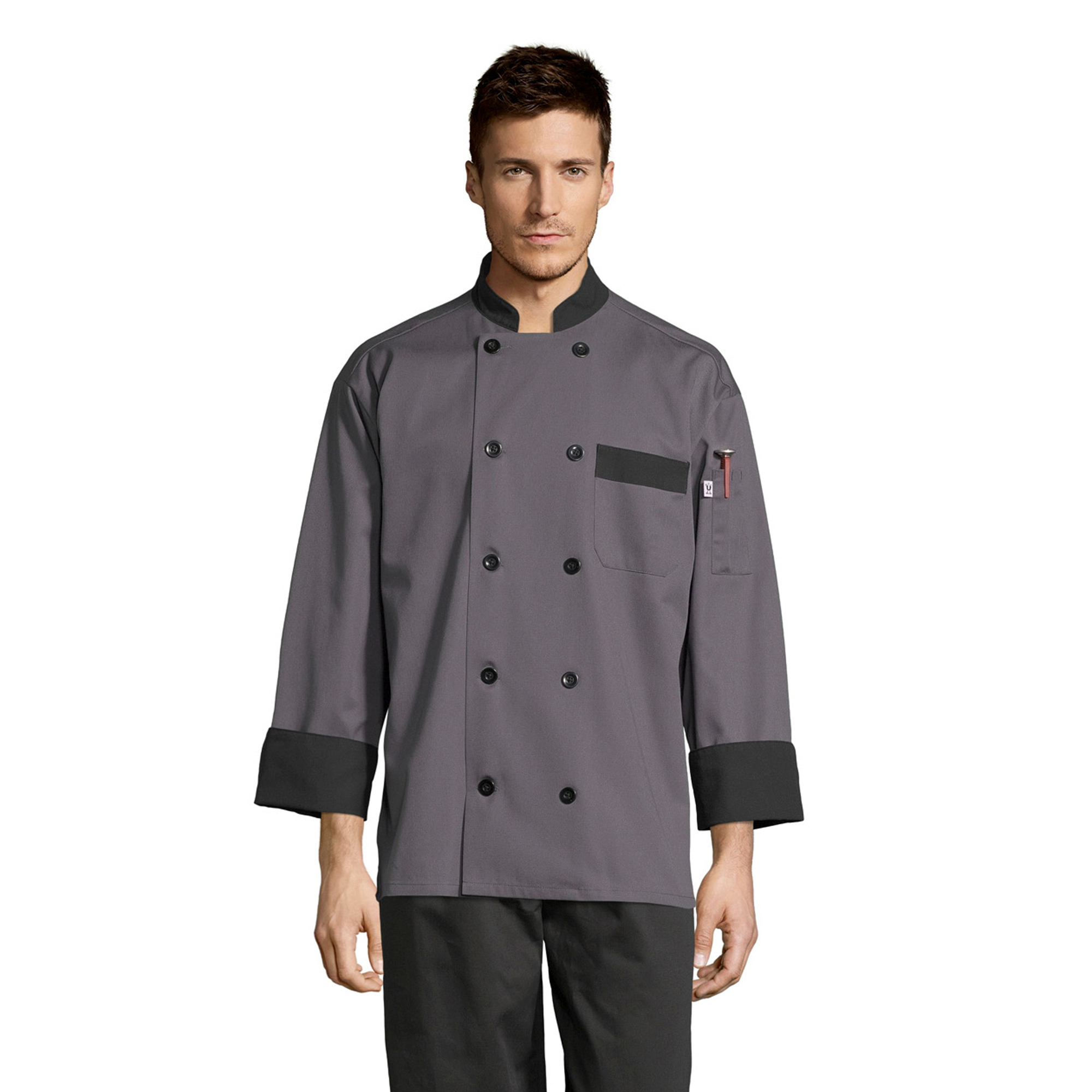 0404 Chef Coat With 10 Black Buttons & Trim