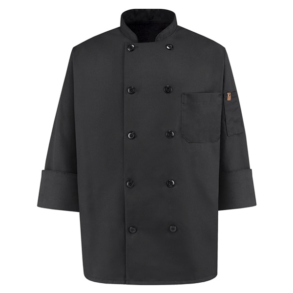 Spun Poly Black Chef Coat - 0425