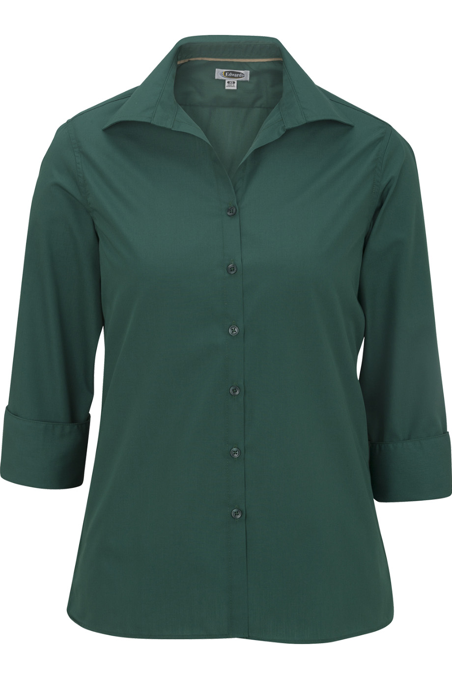 Ladies' Lightweight Open Neck Poplin Blouse - Three quarter Sleeve 5040