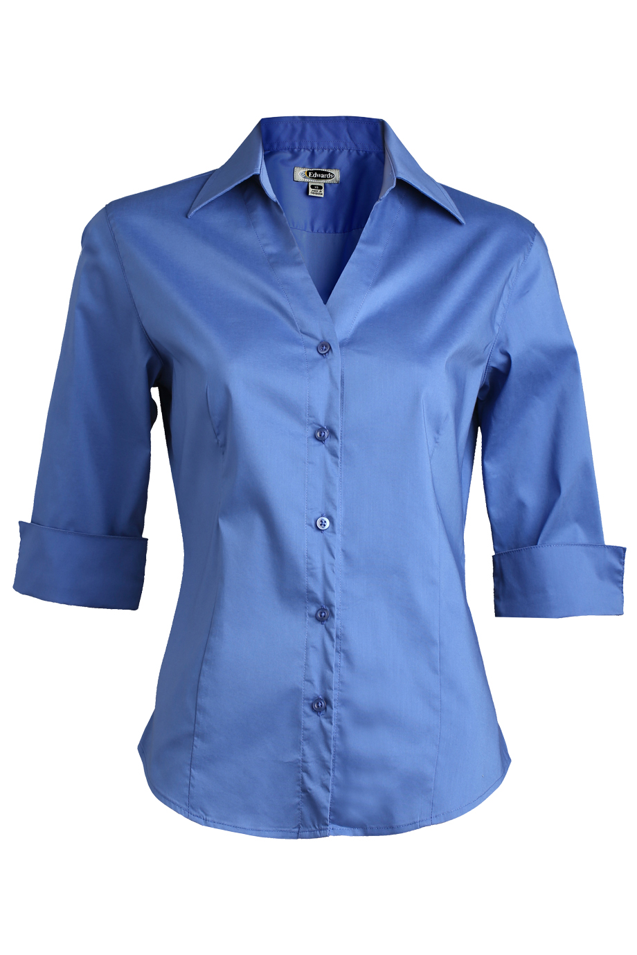 Ladies Tailored V-Neck Stretch Blouse-Quarter Sleeve 5045