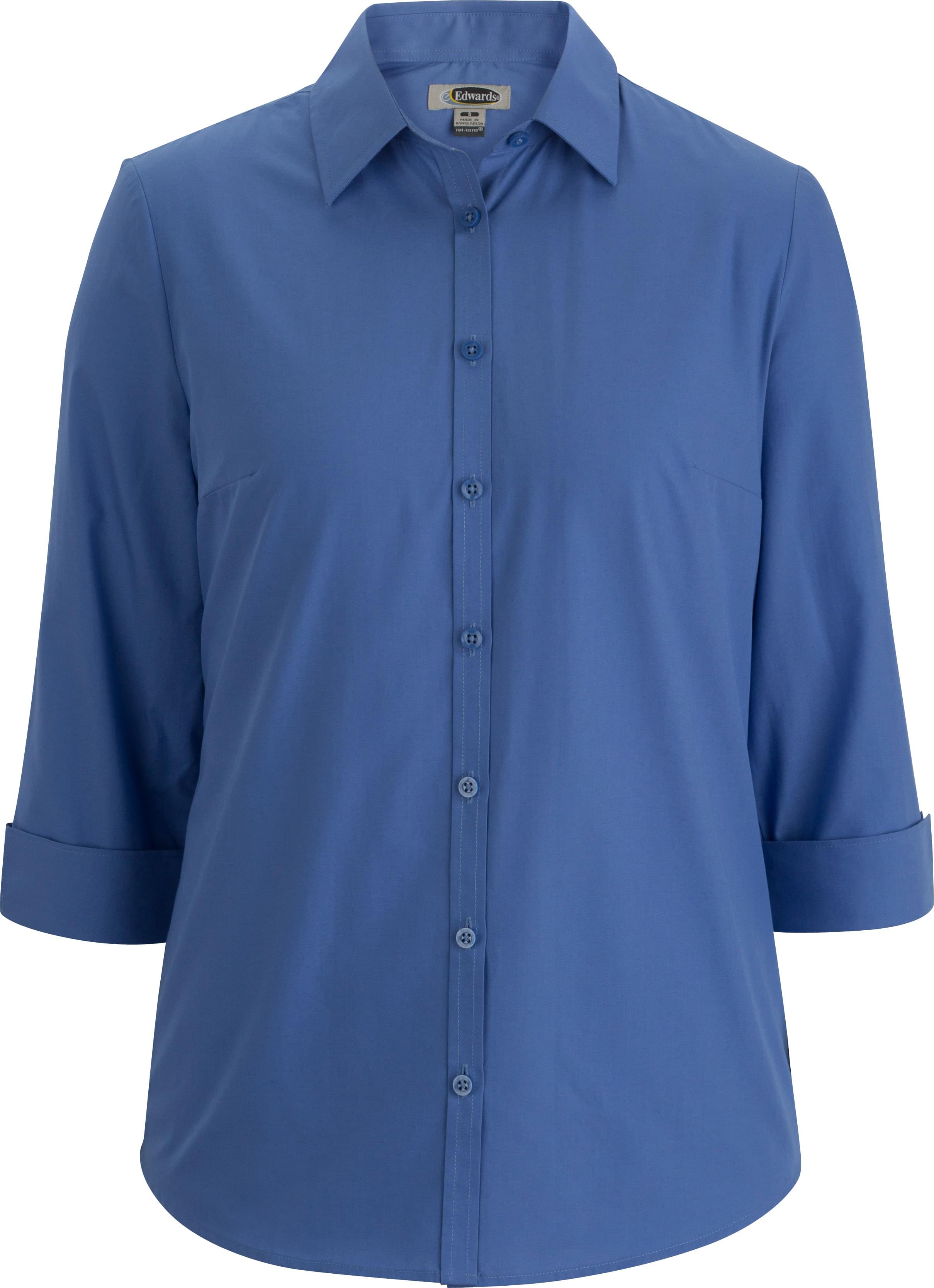 Ladies Essential Broadcloth Shirt Three Quarter Sleeve 5355