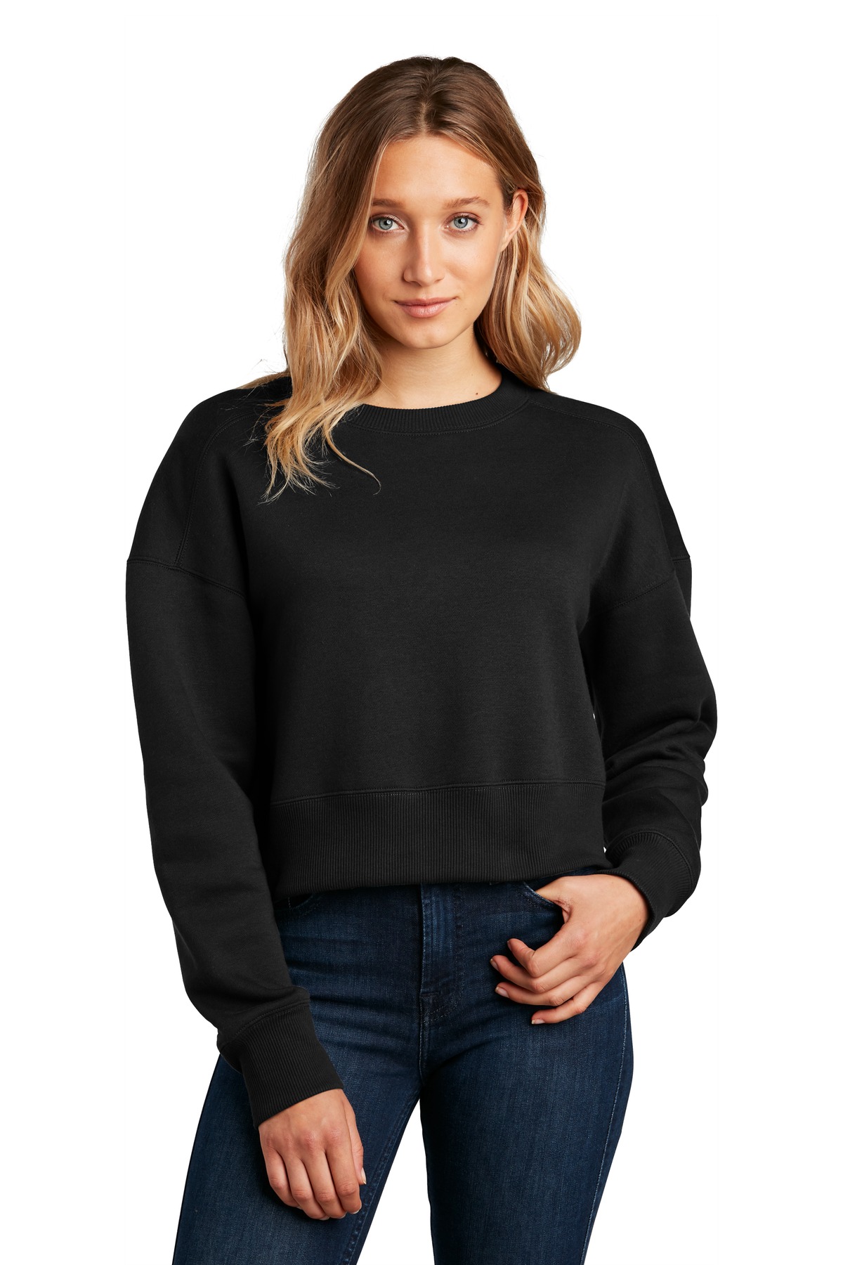 District Women's Perfect Weight Fleece Cropped Crew DT1105