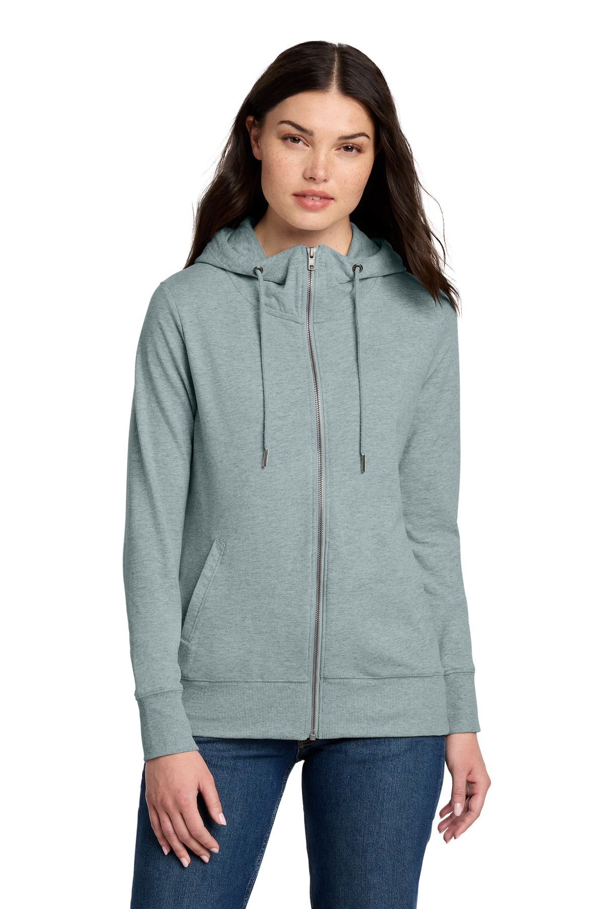 District Women's Featherweight French Terry Full-Zip Hoodie DT673