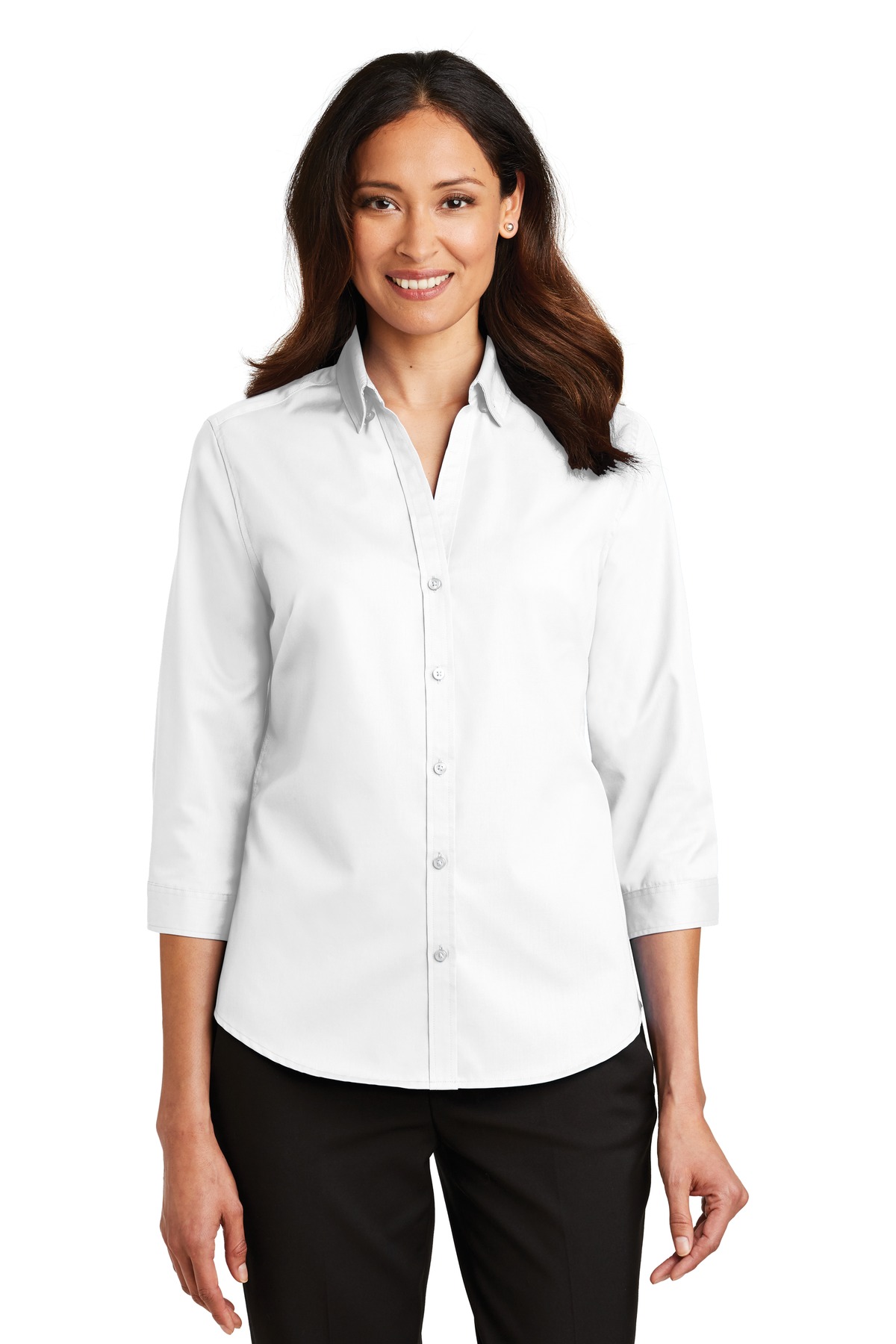 Port Authority Ladies Three-quarter -Sleeve SuperPro Twill Shirt. L665