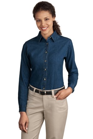 Port and Company - Ladies Long Sleeve Value Denim Shirt. LSP10