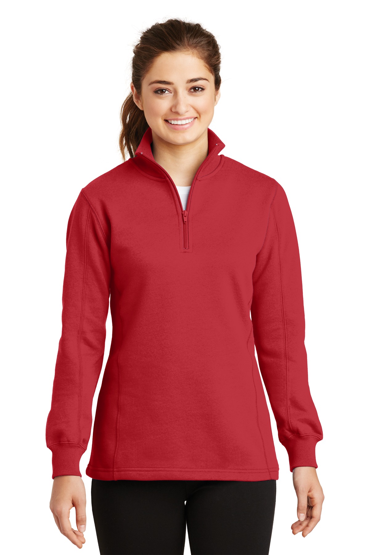 Sport-Tek Ladies Quarter-Zip Sweatshirt. LST253