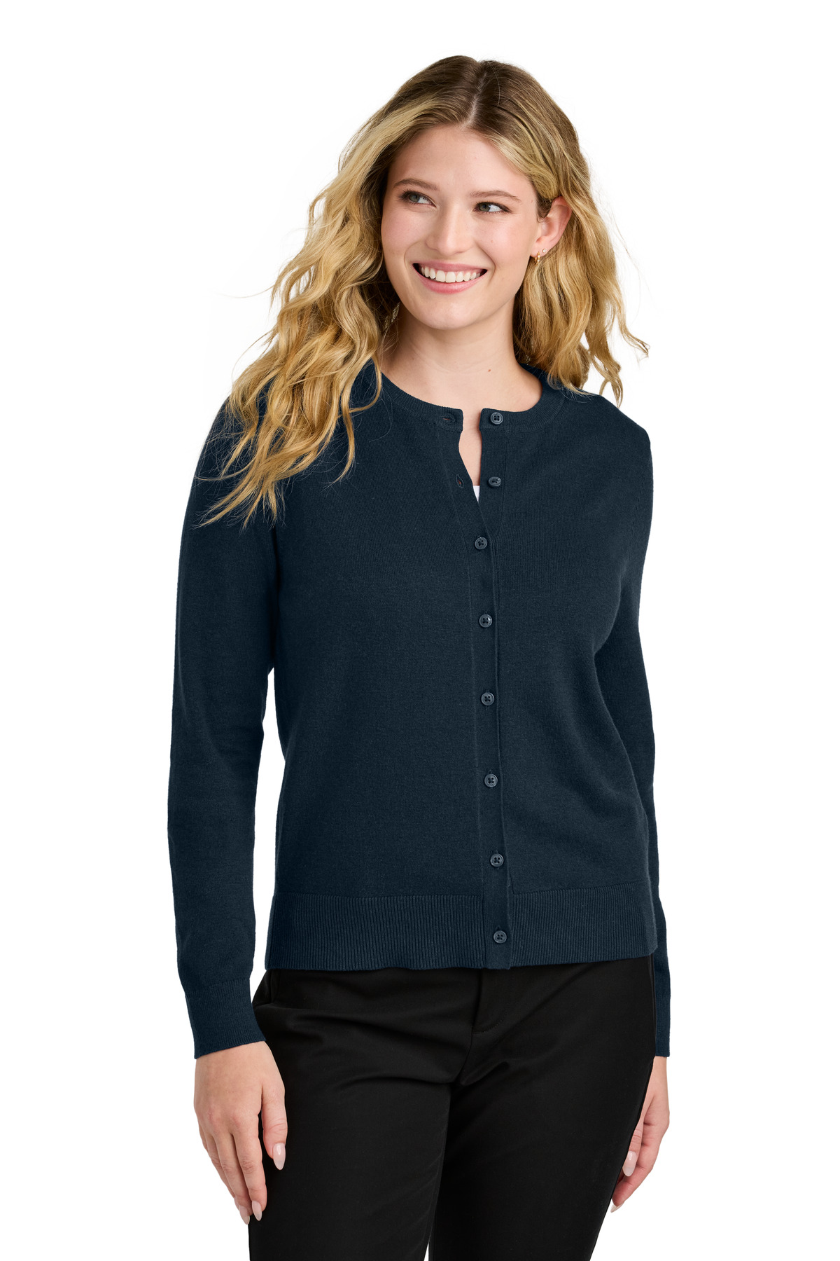 Port Authority Women's Easy Care Crewneck Cardigan Sweater LSW2870