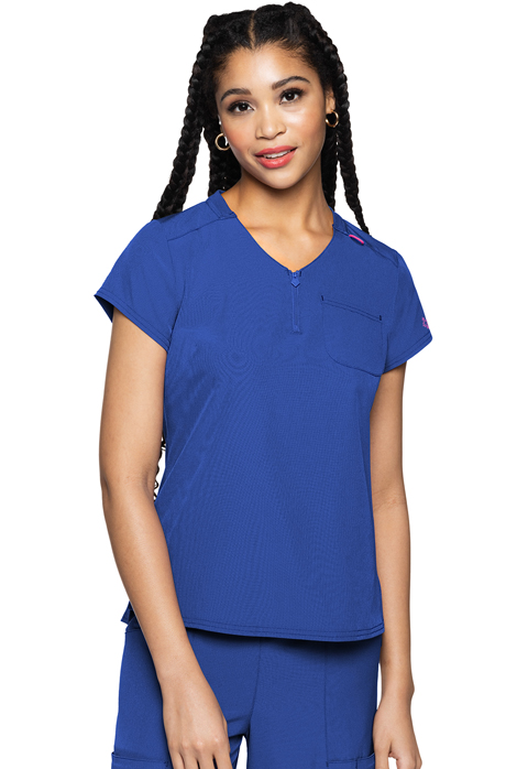Med Couture AMP Quarter Zip V-Neck Tuckable Top - MC705